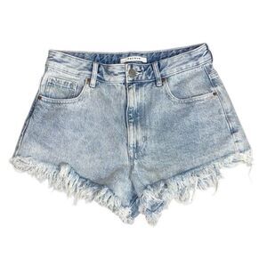 PacSun High Rise Festival Denim Shorts Raw Hem Light‎ Wash Size 27